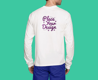 Free Front & Back White Long Sleeves T-Shirt Mockup PSD