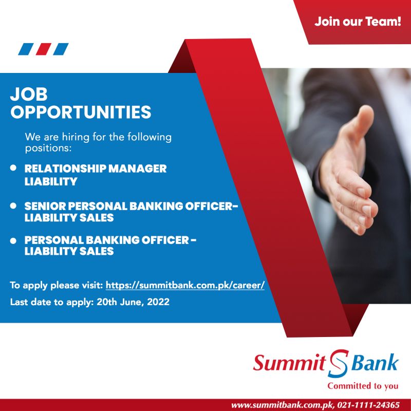 Summit Bank Announced Jobs Jun 2022