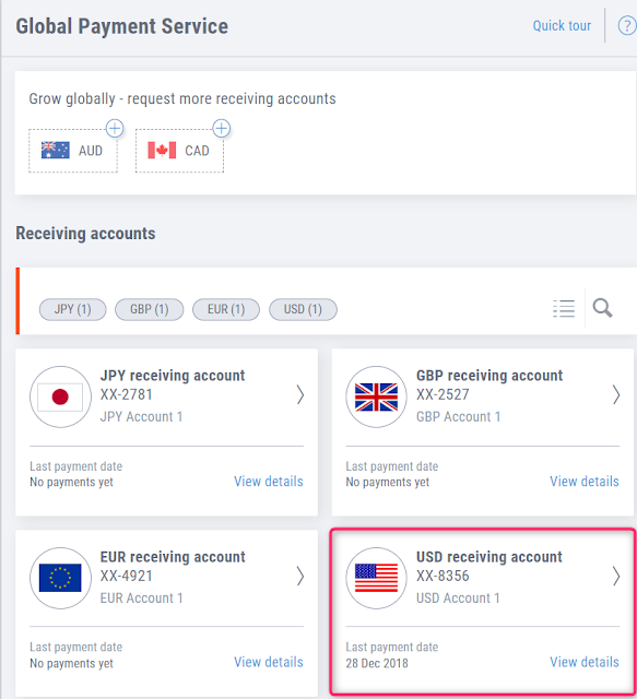 Payoneer global account details