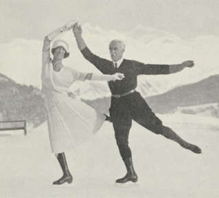 Photograph of figure skating coach Bernard Adams and his student Ethel Muckelt