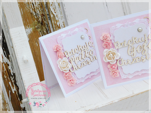 kartka na chrzest, podziękowania dla chrzestnych, scrapbooking