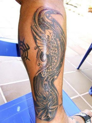 beautiful koi tattoo art design on arm, foot and chest