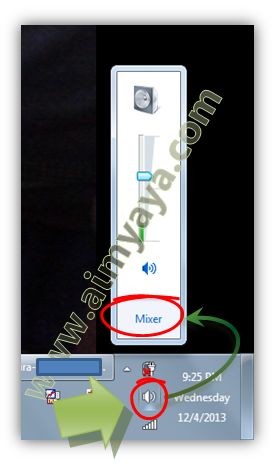  Gambar: Menampilkan Mixer Volume di Windows