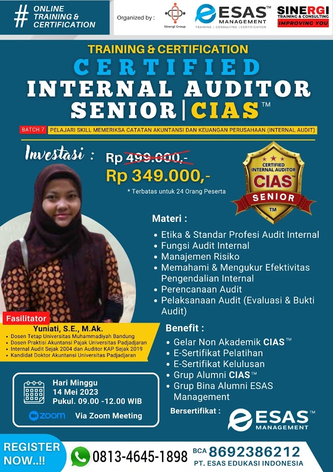 WA.0813-4645-1898 | Certified Internal Audit Specialist (CIAS) 14 Mei 2023