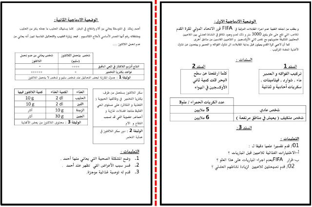 وضعيات ادماجية في العلوم الطبيعية مع الحل للسنة الرابعة متوسط للجيل الثاني