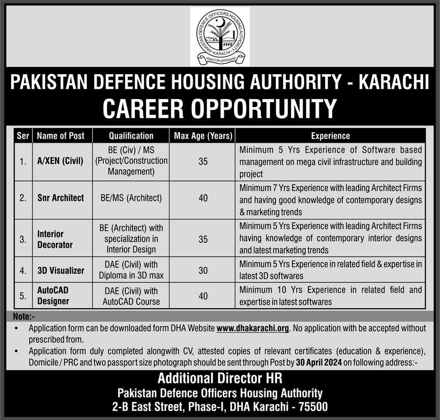 Jobs in Pakistan Defence Officers Housing Authority