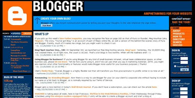 Blogger History: Blogger Page Screenshoot 2000