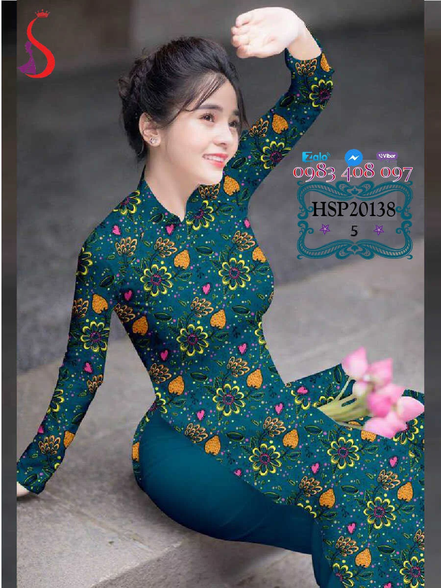 Quá đẹp Quá xinh mẫu áo dài hoa nhí đẹp HSP134151