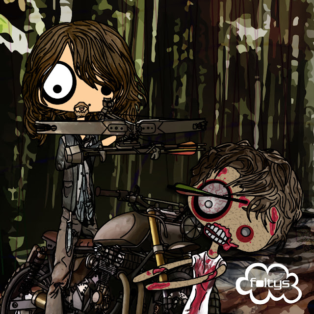 ilustracion original | original illustration foltys vs the walking dead: daryl dixon (tazas, carcasas y libretas | mugs, phone cases and notebooks)