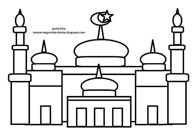 51+ Paling Baru Sketsa Masjid Untuk Mewarnai