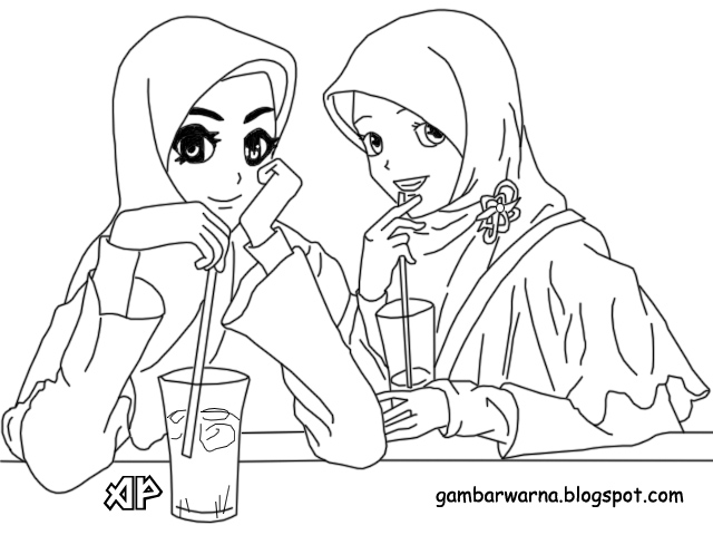  Kartun  Hijab  Mewarnai Baju Muslim