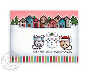 Sunny Studio Stamps: Merry Mice & Scenic Route Mouse Snowman and Christmas House Holiday Card