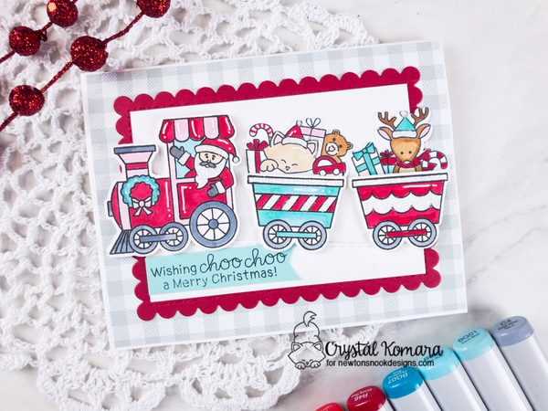 Wishing you a choo choo merry Christmas by Crystal features All Aboard for Christmas, Land Borders, and Framework by Newton's Nook Designs; #newtonsnook