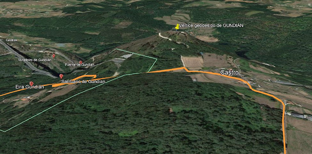 Captura de google earth, localización del vértice en Gundián