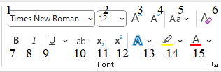 Thumbnail Font Group in Microsoft Word