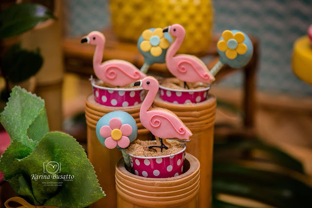 decoração festa flamingos