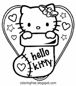 Simple hearts and stars printables Valentines coloring pages girls lovely kitten Hello Kitty cartoon