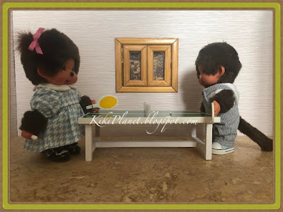 kiki monchhichi miniature meuble poupée table ping pong handmade fait main