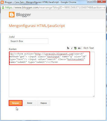 Cara Membuat Kotak Pencarian (Search Box) Di Blog Keren Terbaru