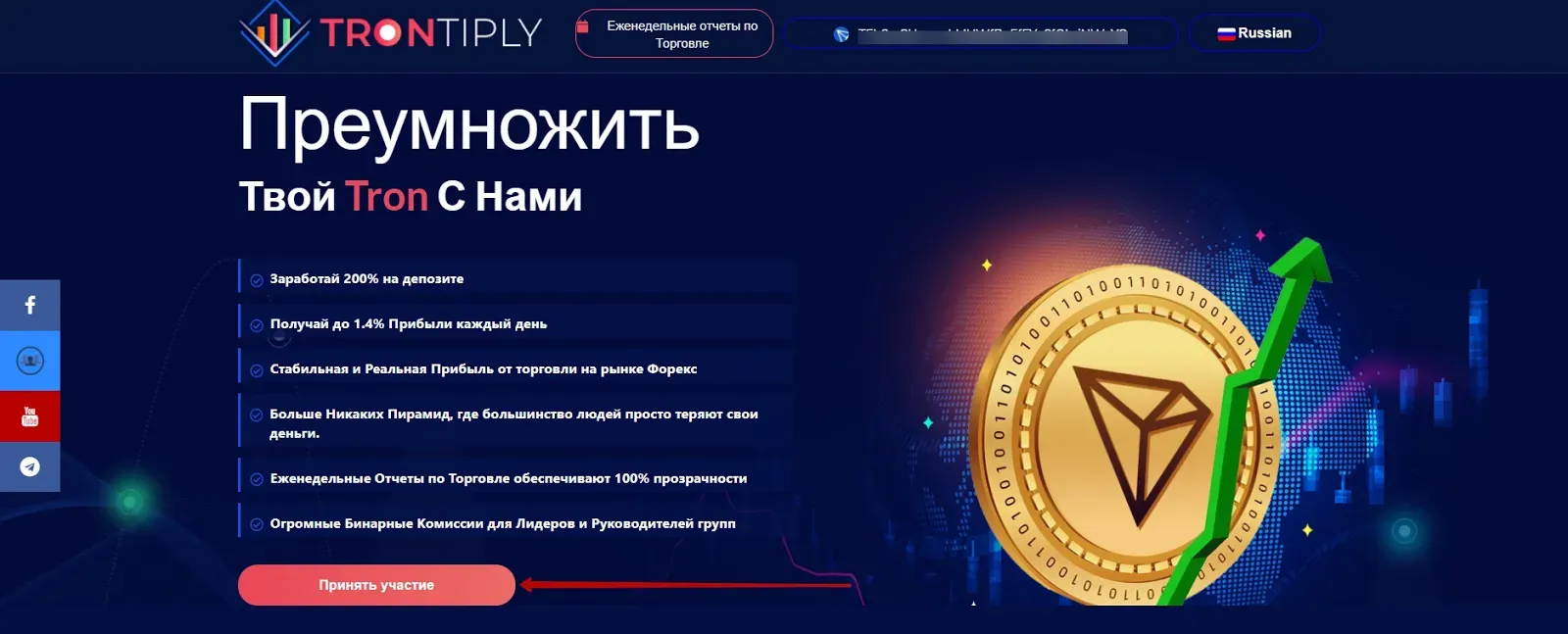 Вывод средств в Trontiply