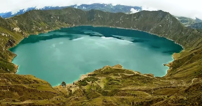 Quilotoa A turquoise  lake  within a volcanic crater  