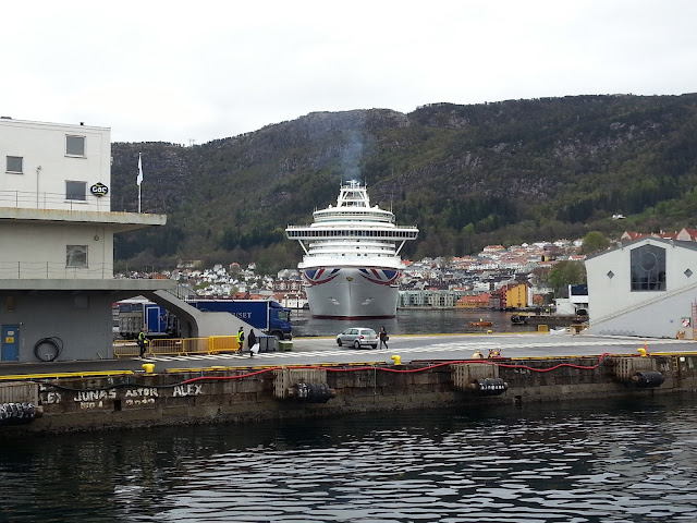P&O cruise ship Azura in Bergen, Norway during a fjords cruise