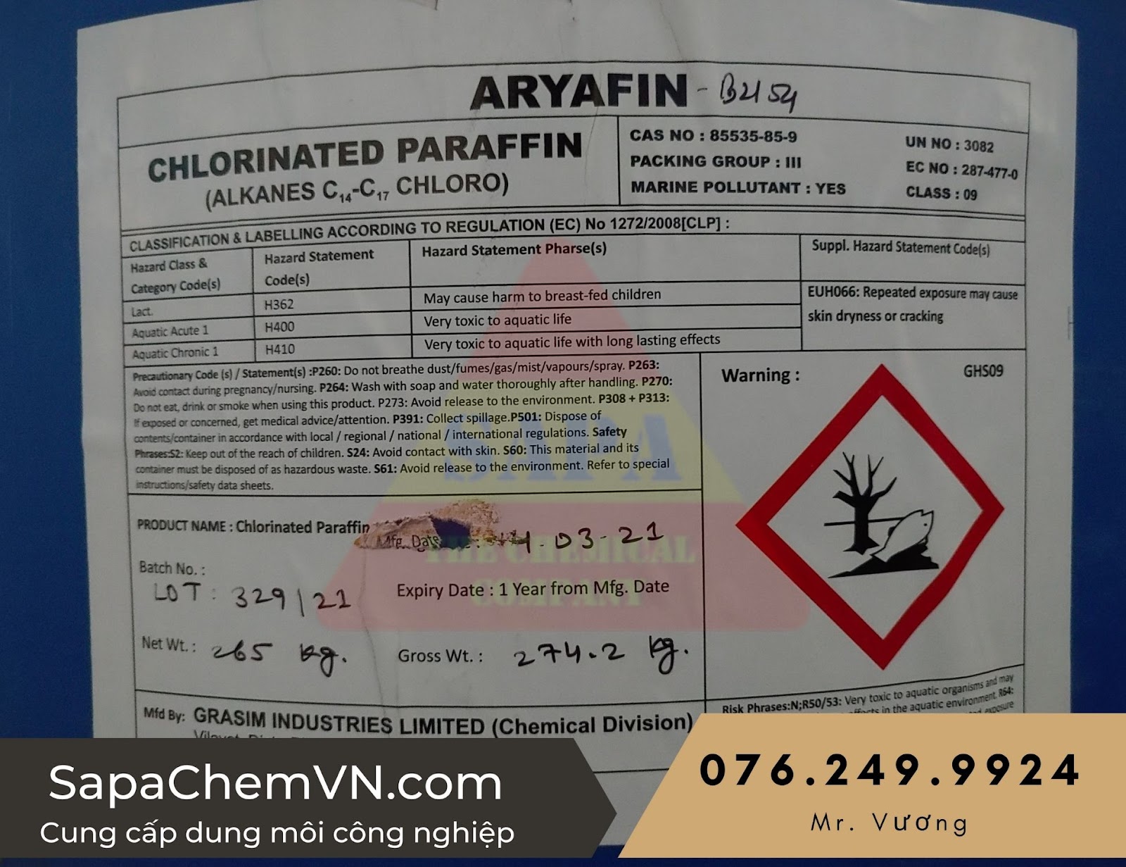 Chlorinated Paraffin S54- Aryafin Flow Tech - Ấn Độ - Chất hóa dẻo 01
