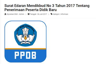 Surat Edaran Mendikbud No 3 Tahun 2017 Tentang Penerimaan Peserta Didik Baru