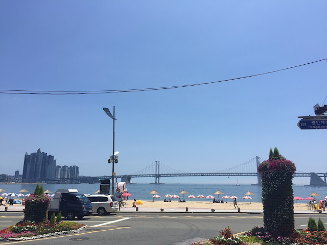 Gwangalli Beach in Busan is a large beach on the edge of the city surrounded by great restaurants and bars. An excellent place to spend a summer day!