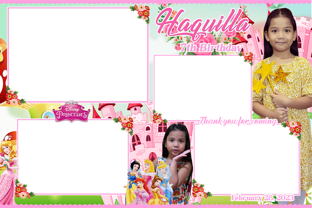 Editable Seventh Birthday Disney Princess Photo booth Template