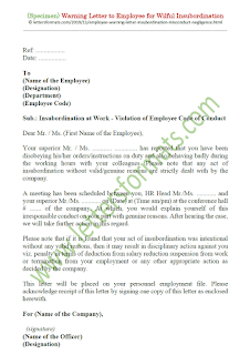 sample warning letter to employee for insubordination