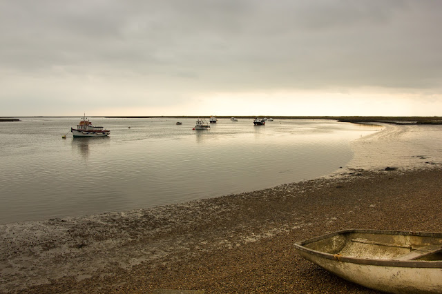 Fishing boats on the sea in Suffolk