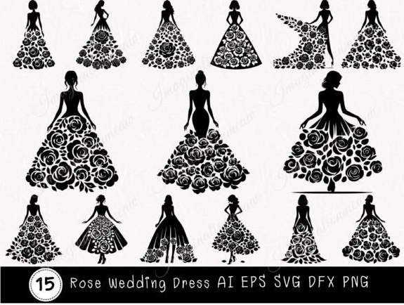 Rose Wedding Dress SVG Cut File