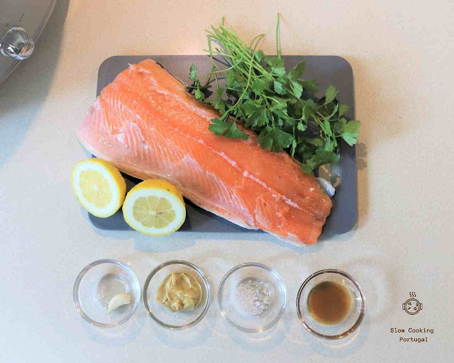 Ingredientes para salmão na crockpot