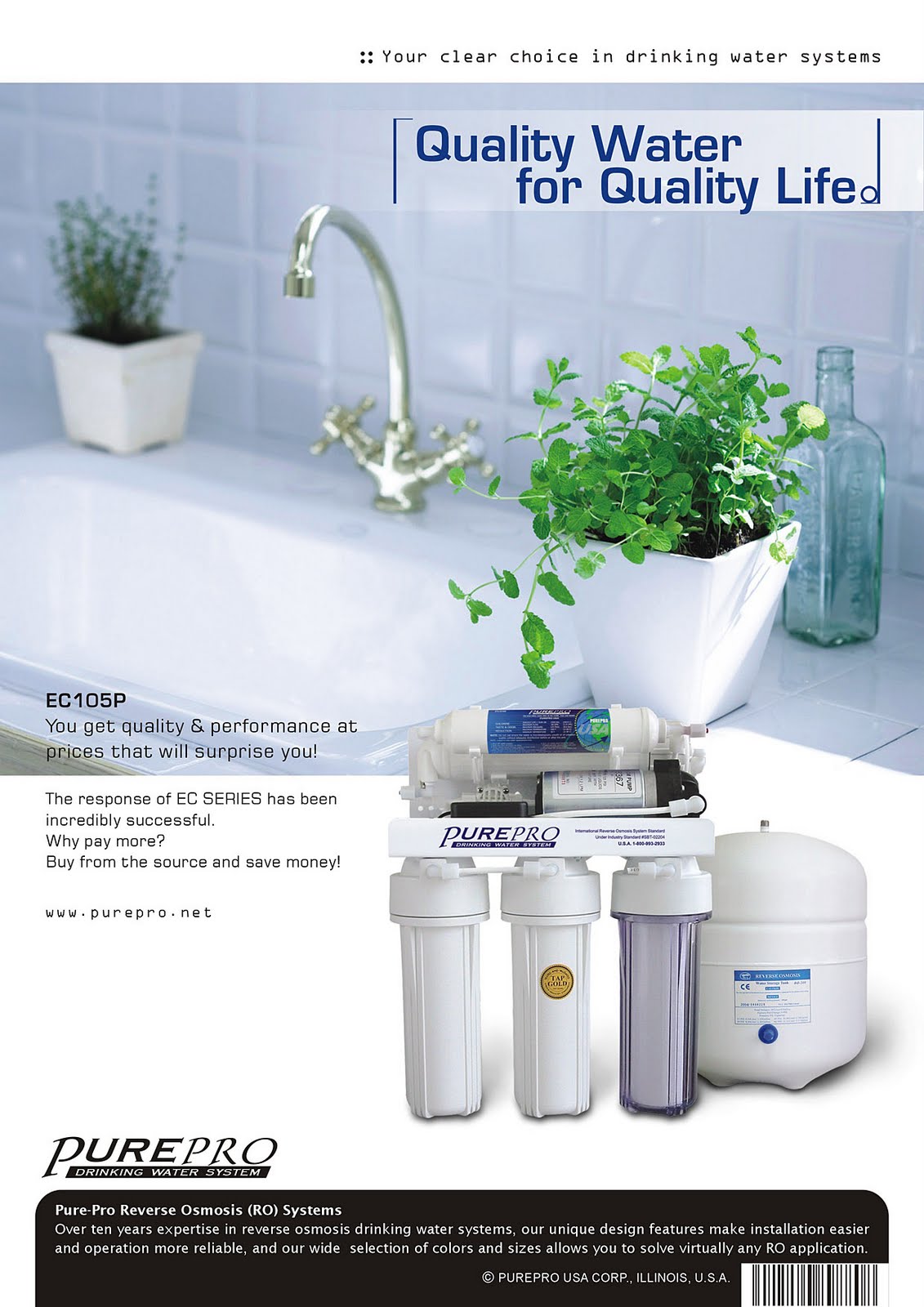 PurePro® EC105P Reverse Osmosis Water Filter System