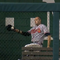 Luis Ayala catches Justin Upton HR ball with his cap