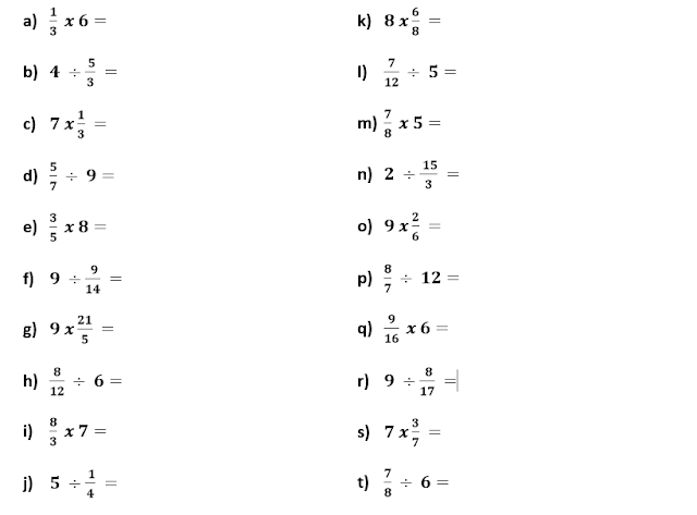 Resultado de imagen de multiplicacion y division de fracciones