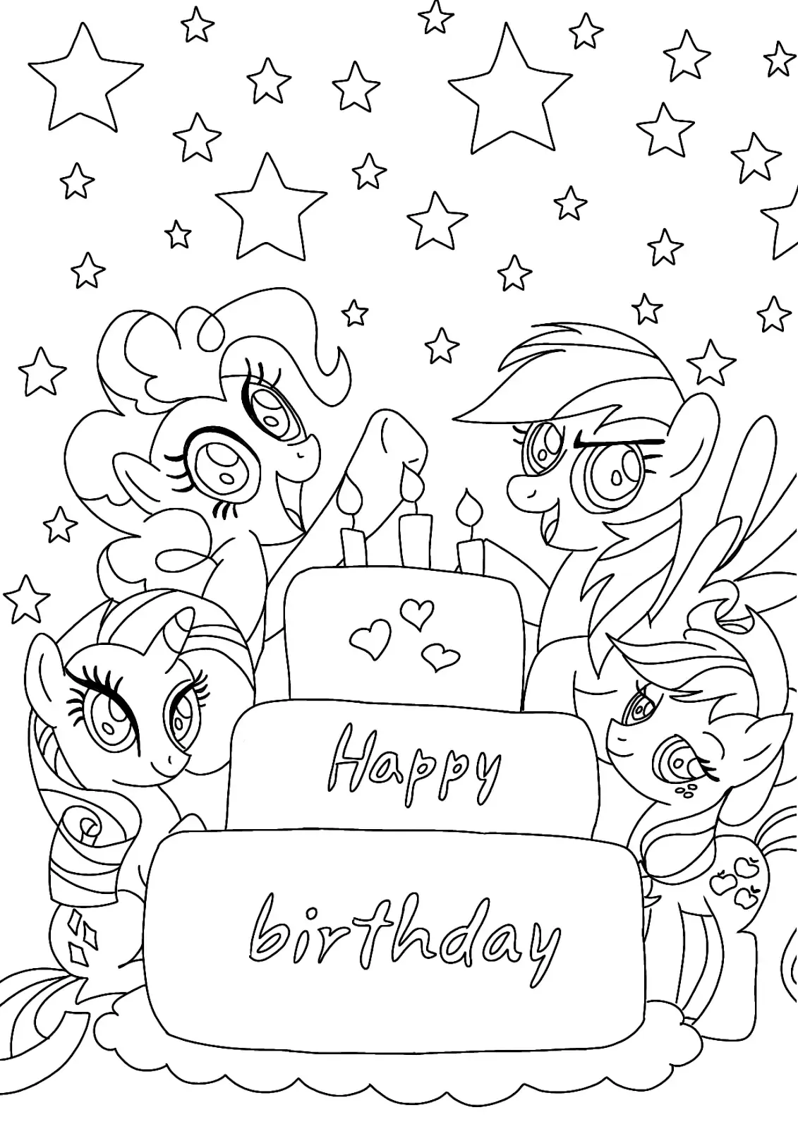 My little pony Happy Birthday Coloring Pages