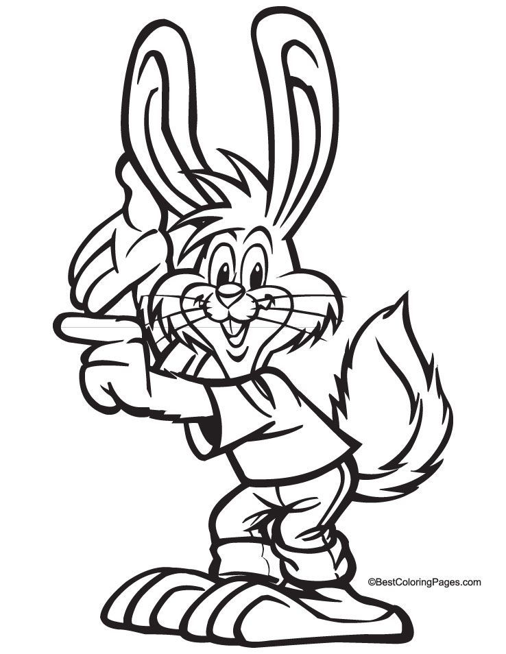 Download Kids Page: Easter Bunny Cartoon Colouring Coloring Pages