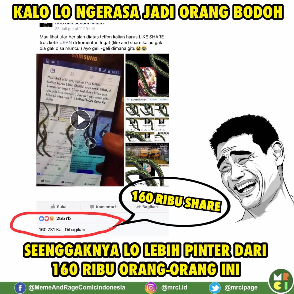 8 Meme Ular Di Facebook Ini Sindir Kamu Yang Dibodohi Ketik RAN