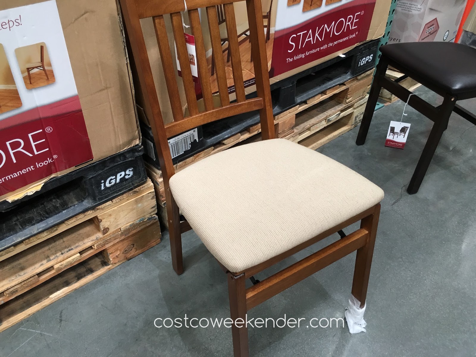 stakmore wood folding chair with upholstered seat  costco