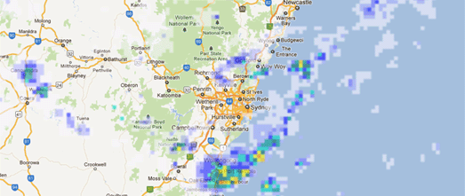  is an Australian weather condition map that allows users to thought animations of the latest radar ima New Australian Rain Radars on Google Maps