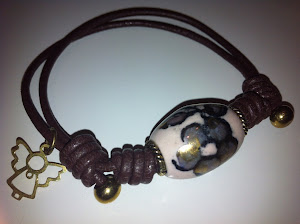 pulsera de cuero con ceramica, ref. 119