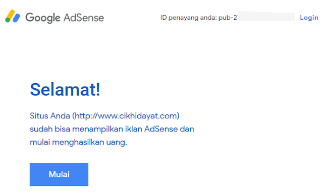 Email diterima adsense