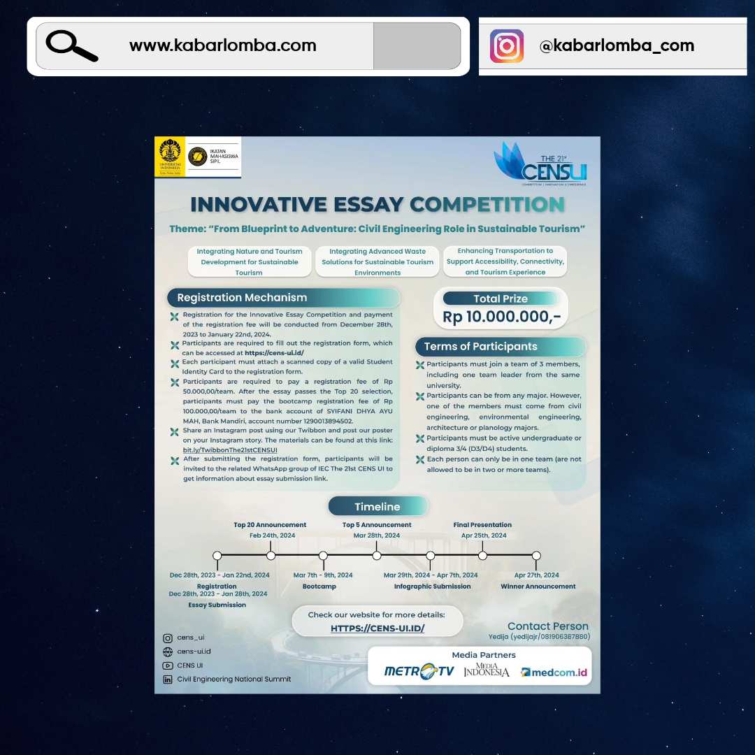Innovative Essay Competition THE 21st CENS UI 2024