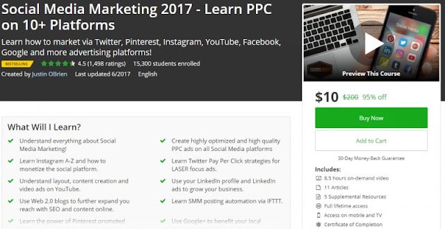 [BESTSELLING] Social Media Marketing 2017 - Learn PPC on 10+ Platforms(10$)