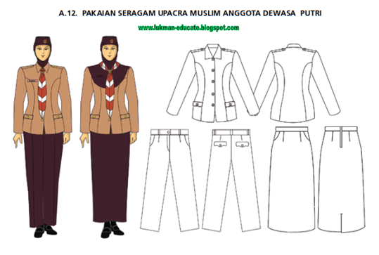 PAKAIAN SERAGAM PRAMUKA UPACARA MUSLIM ANGGOTA DEWASA PUTERI