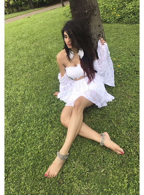 Mouni Roy Hot Cleavage Show in White Dress
