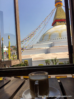 Kathmandu Himalayan Java Coffee Bouddha -  view from Boudhanath Stupa branch nepalese coffee beans