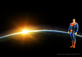 Wallpaper of Superman free wallpapers posters Superman Standing Tall in Eclipse seen from Space backgrounds